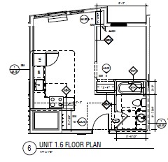 Floor plan for 1 bed, 1 bath, 475 sqft